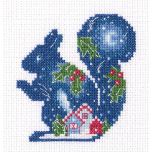 RTO counted cross stitch kit "Bedtime story, Squirrel", 8x9,5cm, DIY
