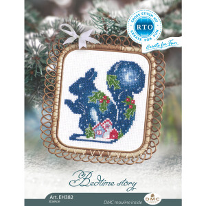RTO counted cross stitch kit "Bedtime story, Squirrel", 8x9,5cm, DIY