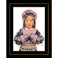 Lanarte counted cross stitch kit "Thai hill tribe girl Evenweave", 29x39cm, DIY