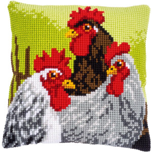 Vervaco stamped cross stitch kit cushion "Hahn und...