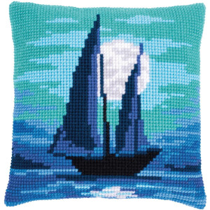 Vervaco stamped cross stitch kit cushion "Segelboot...
