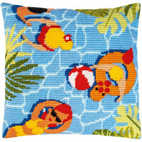 Vervaco counted tapestry stitch kit cushion "Schwimmbad 1", 40x40cm, DIY