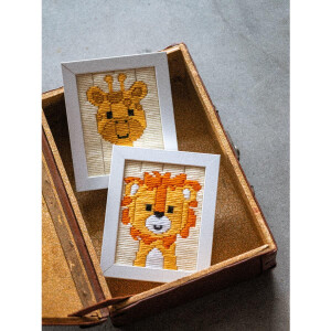 Vervaco Tension Stitch Embroidery Pack "Cheeky Lion", borduurmotief voorgetekend, 12,5x16cm