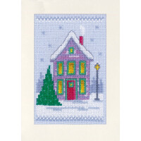 Vervaco Kreuzstich Set Grußkarten "Weihnachtsgnome im Schnee" 3er Set, Zählmuster, 10,5x15cm