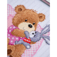 Vervaco counted cross stitch kit "Bear, rabbit and dog", 25x21cm, DIY