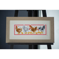 Vervaco counted cross stitch kit "Chickens", 40x14cm, DIY