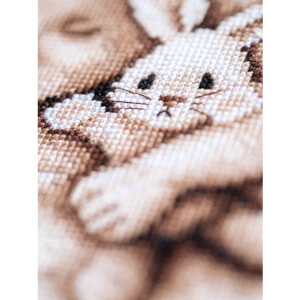 Vervaco counted cross stitch kit "Baby and cuddly rabbit", 23x21cm, DIY