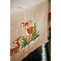 Vervaco Table Runner Punto de Cruz Set "Deer", diseño de bordado pre-dibujado, 40x100cm