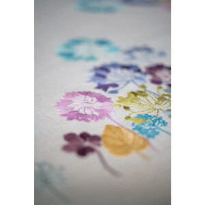 Vervaco stamped satin stitch kit tablechloth "Allium in Blau und Lila", 80x80cm, DIY