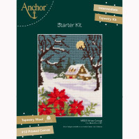 Juego de tapiz de Anchor "Winterhütte", imagen bordada impresa, 14x18cm