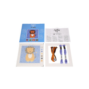 Anchor stamped Needlepoint stitch kit "Lorenzo Lion 1st Kit", 15x15cm, DIY