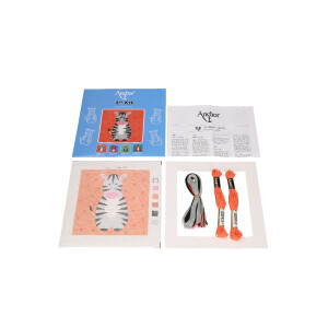 Anchor stamped Needlepoint stitch kit "Deborah Zebra 1st Kit", 15x15cm, DIY