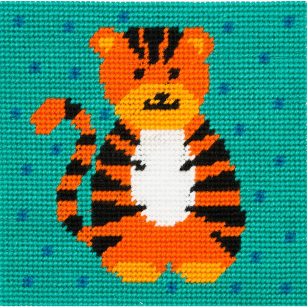 Juego de tapiz de Anchor "Tyler Tiger 1st Kit", bordado estampado, 15x15cm