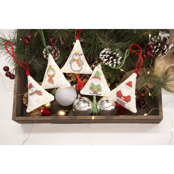Kit punto croce Anchor contato "Anchor Set di figure decorative natalizie 5 pezzi", 10x10 cm, fai da te