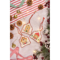 Anchor counted cross stitch kit "Hanger Christmas Decorations Houses set of 3 pcs", 9x8cm, DIY