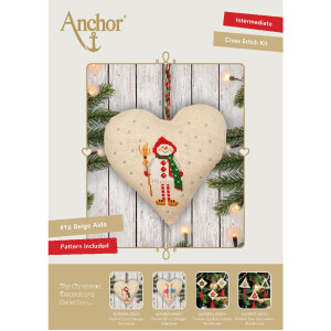 Anchor counted cross stitch kit "Festiver Door Hanger Snowman", 15x15cm, DIY