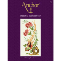 Anchor Satijnsteek borduurpakket "Vintage Chrisantheme", voorbedrukt, 27x13cm