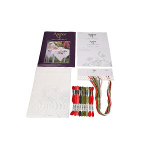 Anchor tablecloth stamped satin stitch kit "Strawberries", 80x80cm, DIY