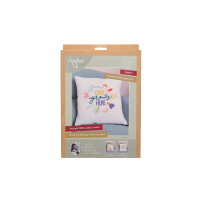 Anchor stamped cushion with cushion back freestyle stitch kit "Love Grows", 40x40cm, DIY