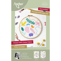 Anchor Freestyle borduurpakket "Grafische bloemen", voorbedrukt, Diam 20cm