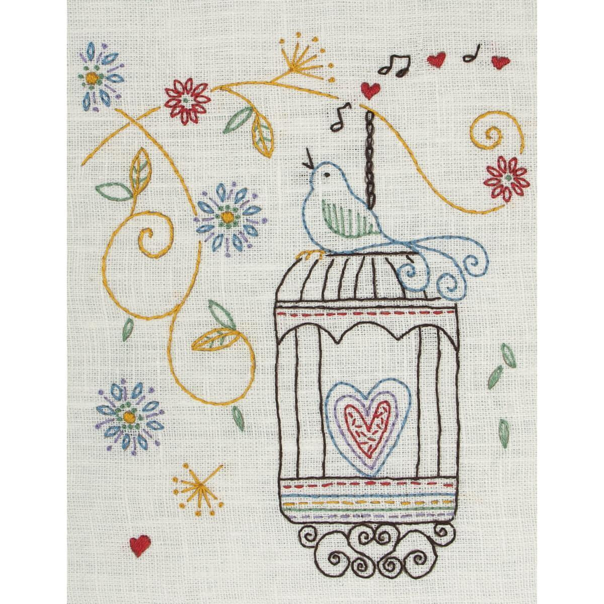Anchor stamped freestyle stitch kit "Birdcage...
