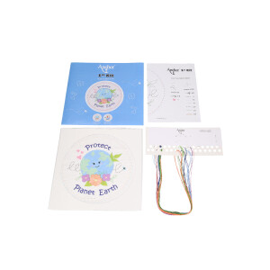 Anchor Freestyle borduurpakket "Earth 1st Kit", voorbedrukt, 18x18cm