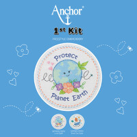Anchor stamped freestyle stitch kit "Love Earth 1st Kit", 18x18cm, DIY