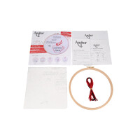 Anchor stamped freestyle stitch kit with hoop "Kitchen Collection Linen Rice and Shine", Diam 20cm, DIY