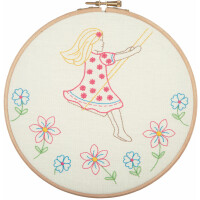 Anchor stamped freestyle stitch kit with hoop "Princess Collection Linen Summer Days", Diam 20cm, DIY