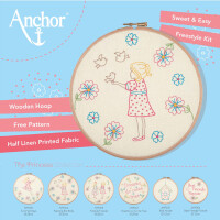 Anchor Freestyle borduurpakket met borduurring "Princess Collection Linen Birds Feeding", voorbedrukt, diam 20cm