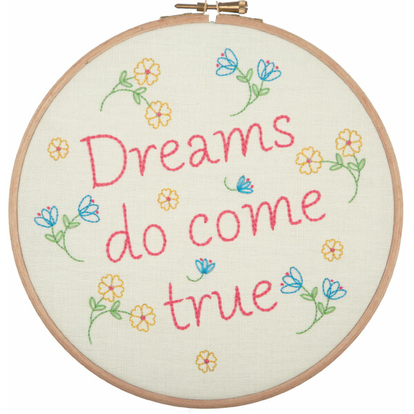 Anchor stamped freestyle stitch kit with hoop "Princess Collection Linen Dreams do Come True", Diam 20cm, DIY