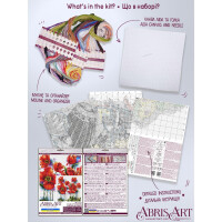 Abris Art kit de punto de cruz contado "Amapolas escarlatas", 40x40cm, DIY