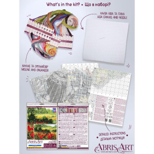 Abris Art counted cross stitch kit "Poppy field", 33x48cm, DIY