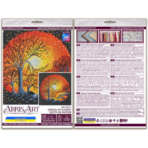 Abris Art counted cross stitch kit "Heron at sunset", 18x18cm, DIY