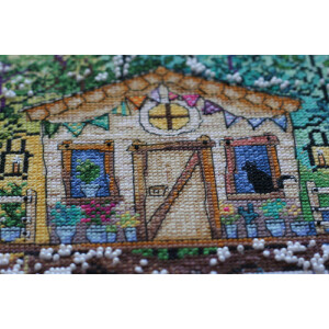 Набор для вышивания счетным крестом Abris Art "Кошкин дом", 33x33 см