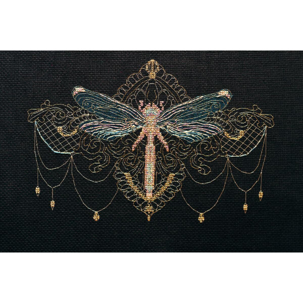 Abris Art Teled Borduurpakket "Golden Dragonfly", 16x24cm, DIY