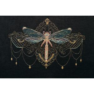 Abris Art Kreuzstich Set "Goldene Libelle", Zählmuster, 16x24cm