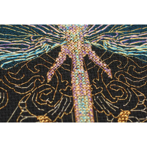 Abris Art counted cross stitch kit "Golden dragonfly", 16x24cm, DIY