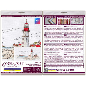 Kit a punto croce contato di Abris Art "Lighthouse Light", 20x39cm, fai -da -te