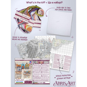Abris Art telde Borduurpakket "Coloured Town-1", 22x22cm, DIY