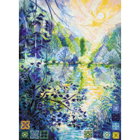 Набор для вышивания счетным крестом Abris Art "Рассвет над рекой", 38x28 см