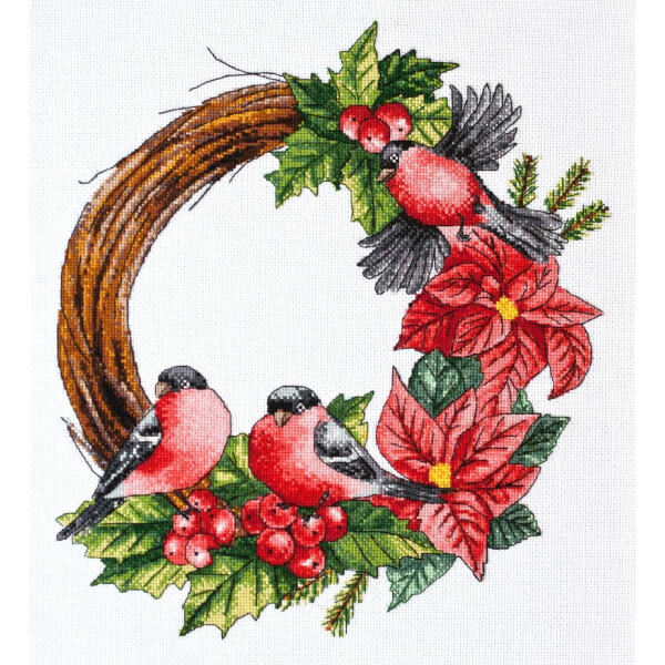 Набор для вышивания счетным крестом Abris Art "Рождественский венок", 27x25 см