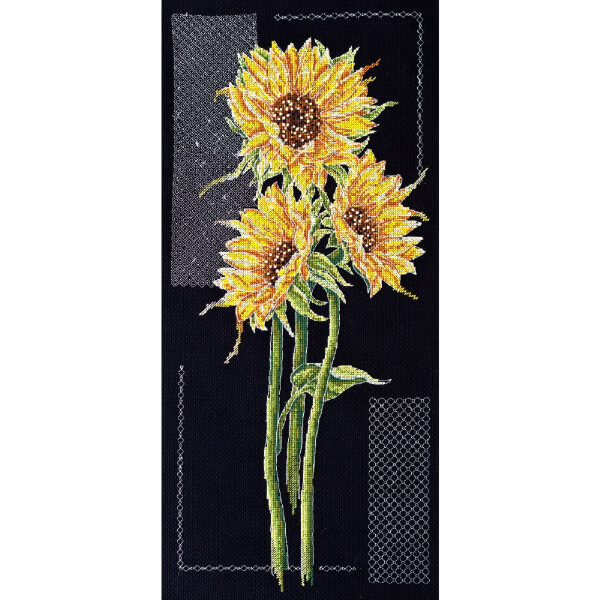 Abris Art counted cross stitch kit "Bright sunflowers", 48x21cm, DIY