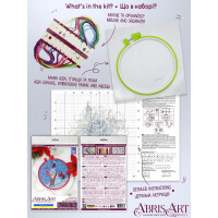 Abris Art counted cross stitch kit with hoop "Snowman cat", 15x15cm, DIY
