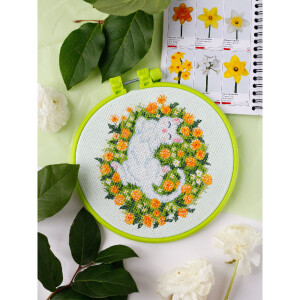 Abris Art counted cross stitch kit with hoop "Sunny tenderly", 15x15cm, DIY