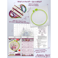 Abris Art counted cross stitch kit with hoop "Tender spring", 15x15cm, DIY