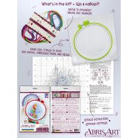 Abris Art counted cross stitch kit with hoop "Sleeping giraffe", 15x15cm, DIY