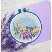 Abris Art counted cross stitch kit with hoop "Paths of Provence", 17x17cm, DIY