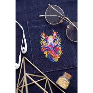 Abris Art counted cross stitch kit "Owl baby", 8,3x5,4cm, DIY
