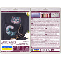 Kit di punto cross contato di Abris Art "Cheshire Cat-1", 7,2x6 cm, fai da te